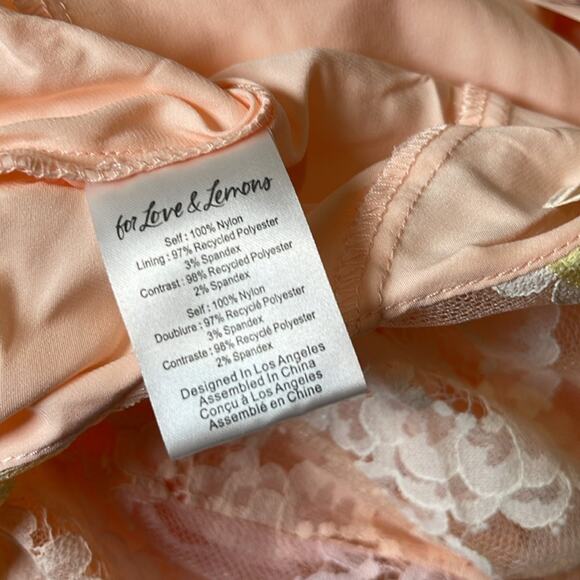 For Love & Lemons Blossom Floral Lace Sheer Multi Pink and Yellow Dress Sz XXS - Picture 12 of 12